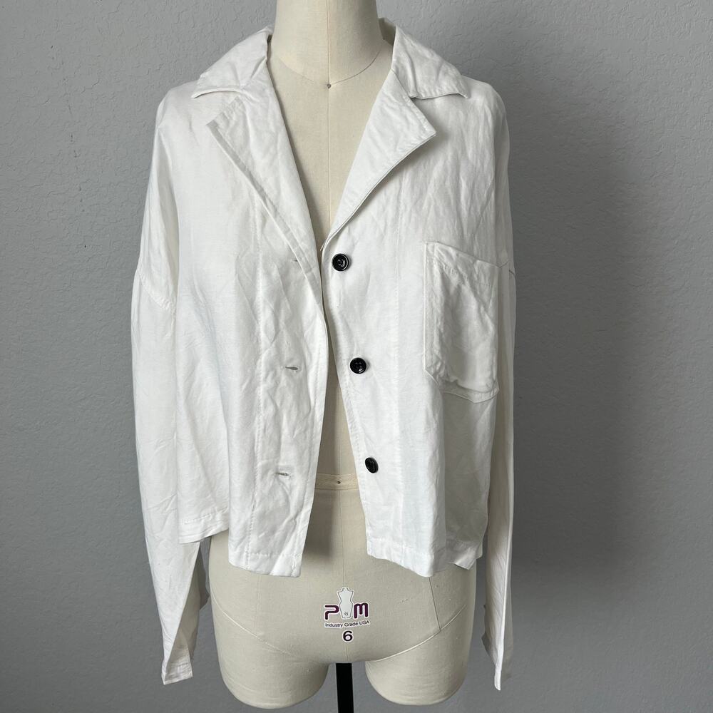 MACARENA Spain White 100% Cotton Cropped Light Jacket - L